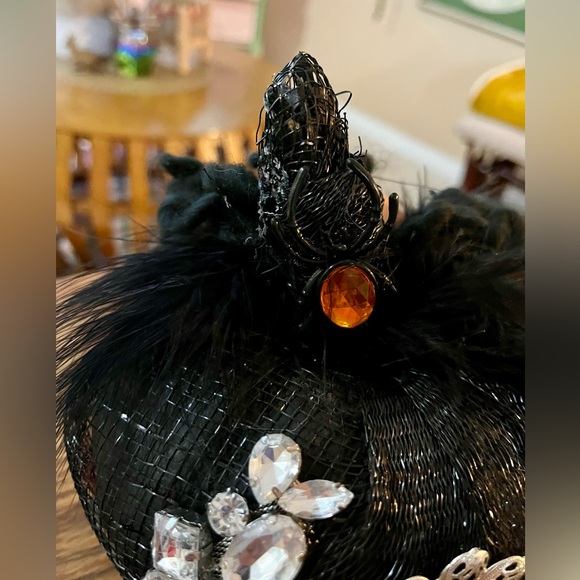 OOAK Handmade Upcycled GOTHIC Fabric Pumpkin - Gothic Halloween Vintage Jewelry - Picture 4 of 7